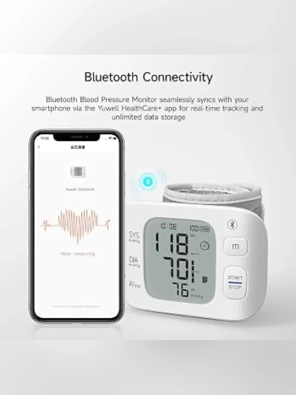 Yuwell Blood Pressure Monitor Wrist Cuff, Digital Display NEW YE8800AR